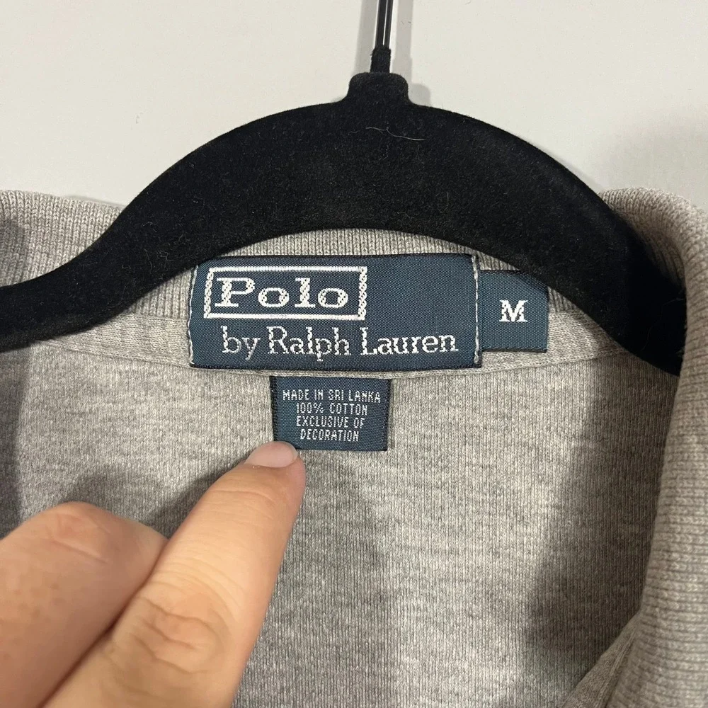 Polo Ralph Lauren Mens Medium Gray Short Sleeve Cotton Polo Shirt Navy Pony Logo